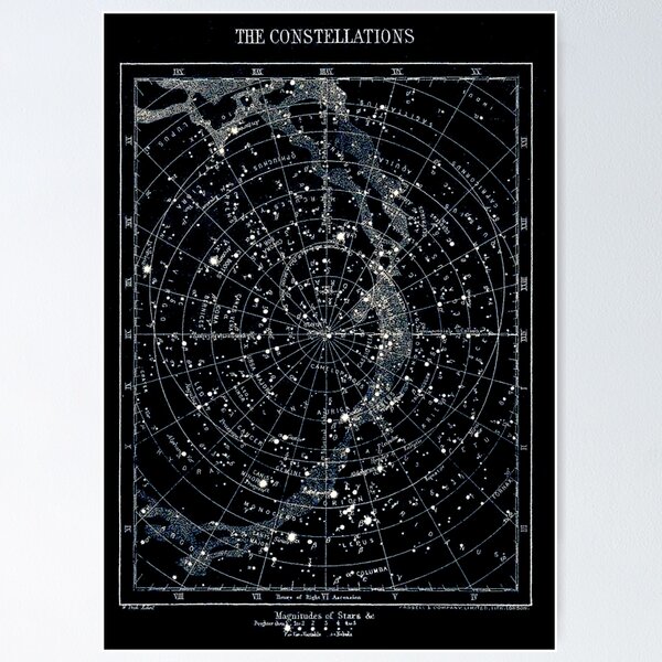 STAR CONSTELLATIONS : Vintage 1900 Galaxy Chart Map Poster RB0901 product Offical galaxy Merch