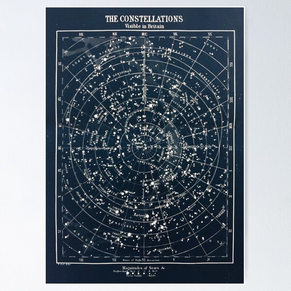 Vintage STAR CONSTELLATIONS MAP POSTER circa 1900s  Poster RB0901 product Offical galaxy Merch