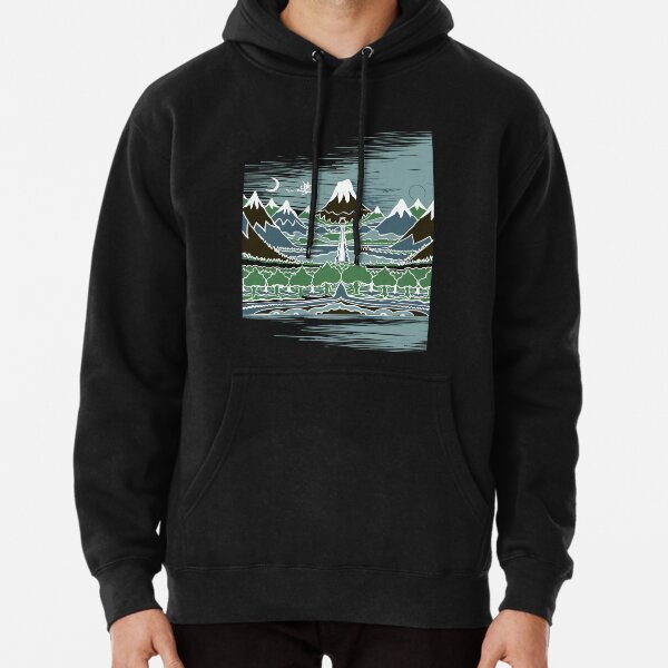 A Halflings journey on a mountain path through an elven wood in the style  Pullover Hoodie RB0901 product Offical galaxy Merch